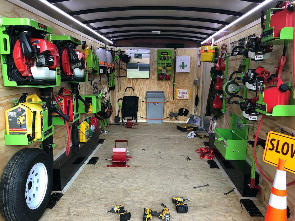 landscape trailer for your business - enclosed trailer with landscaping supplies 