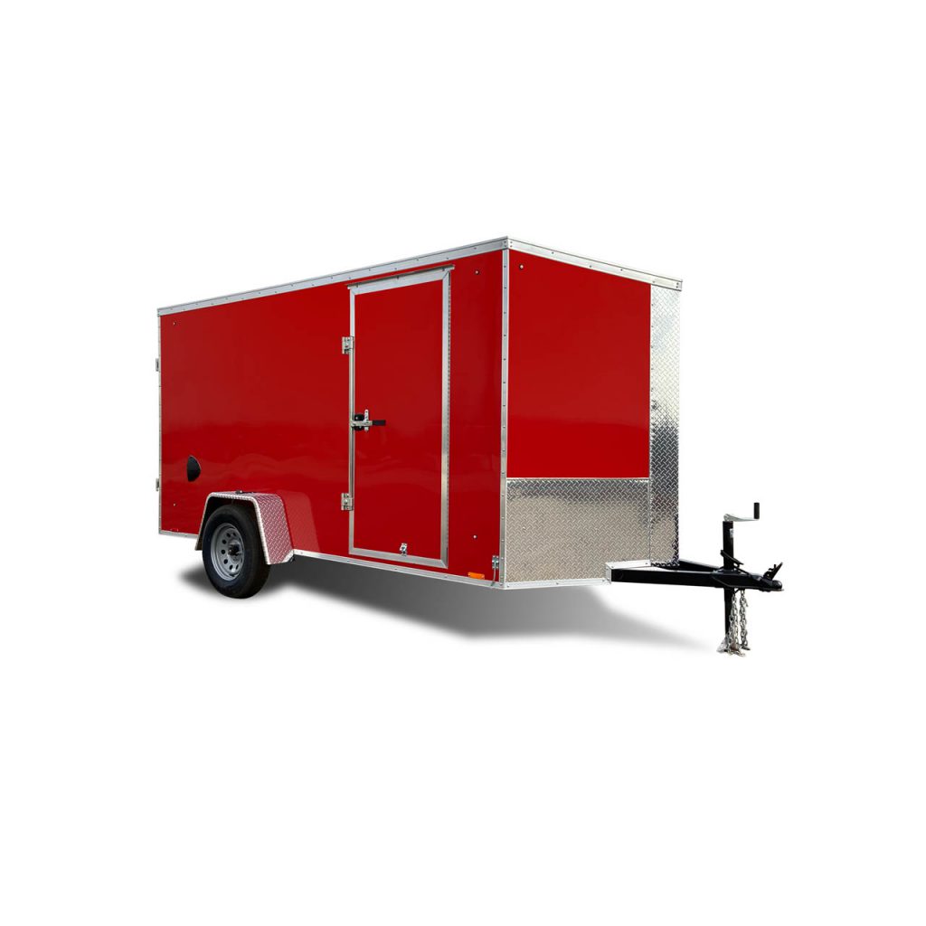 Red enclosed Look trailers.