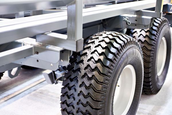 Close up of a clean aluminum trailer
