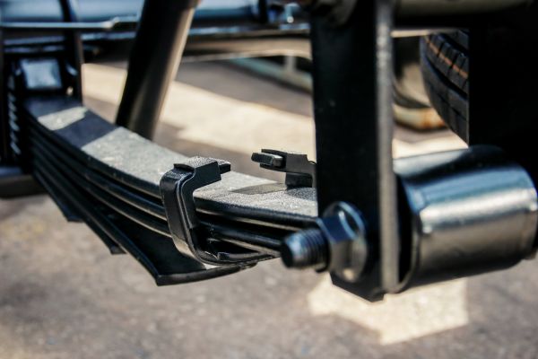A close up of Leaf Spring suspension 